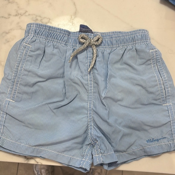 Gently worn Vilebrequin boys swim trunks size 6! Baby blue with blue stripes!